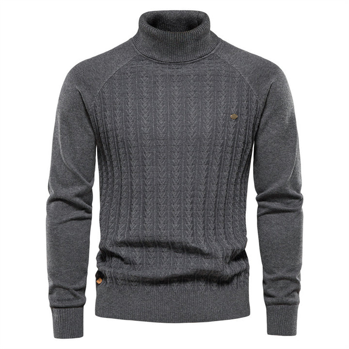 Men's knitted pullover with fashionable stand-up collar and textured design Lisslune