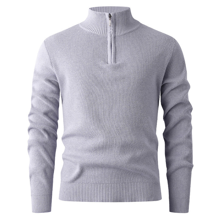Men's knit sweater with modern stand-up collar and functional zipper Lisslune
