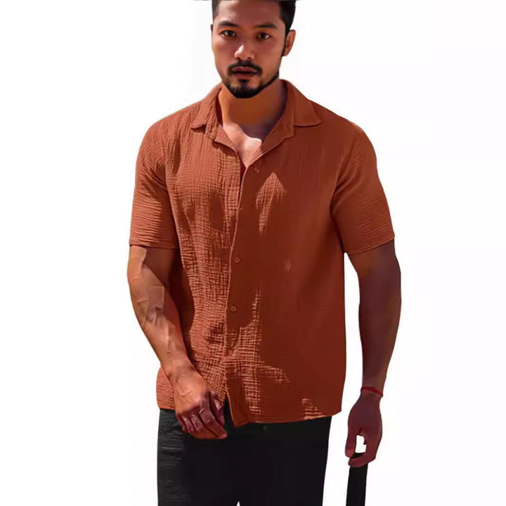 Men's short-sleeve shirt with textured fabric and modern fit Lisslune