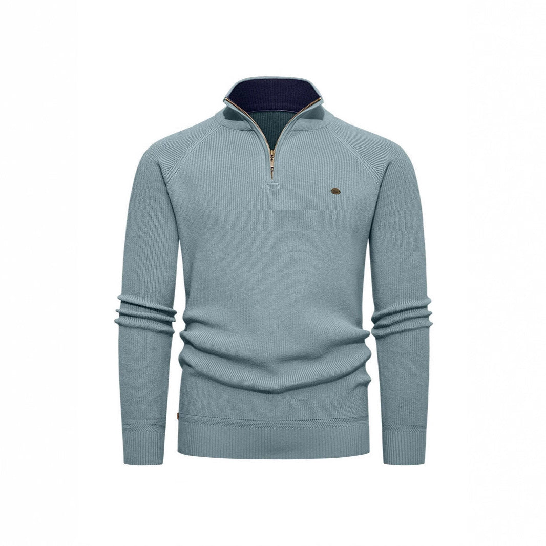 Men's knit sweater with stand-up collar and zipper Lisslune