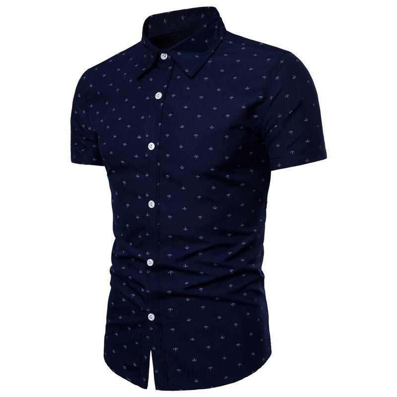 Men's short-sleeve shirt with maritime anchor design and slim fit cut Lisslune