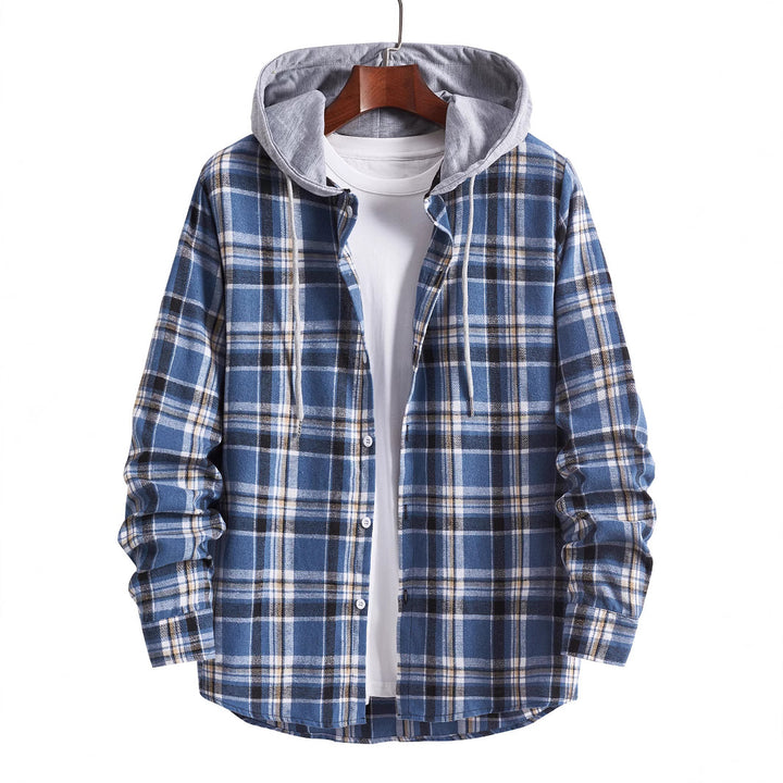 Men's flannel shirt with integrated hood Lisslune