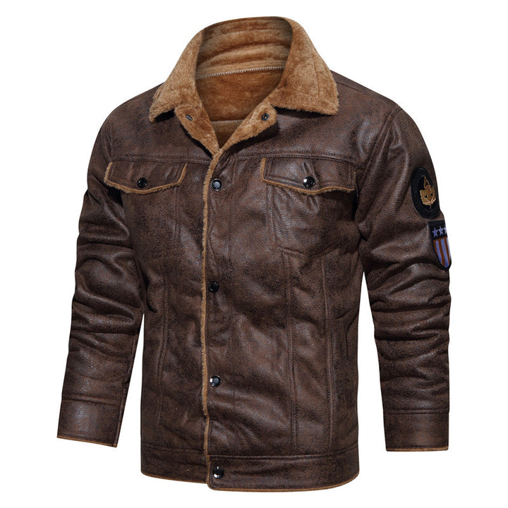 Men's Leather Jacket In Vintage Style with Warm Lining Lisslune
