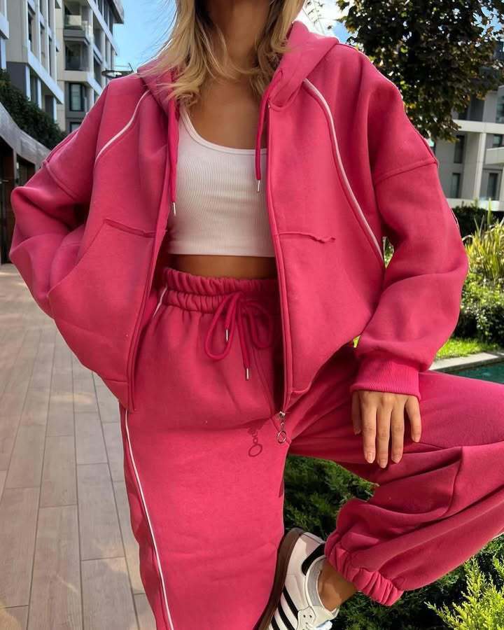 Women's sporty jumpsuit set with hood and elastic waist Lisslune