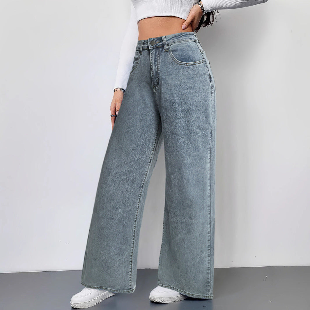 Ladies wide-cut vintage-style jeans with high waistband and casual look Lisslune