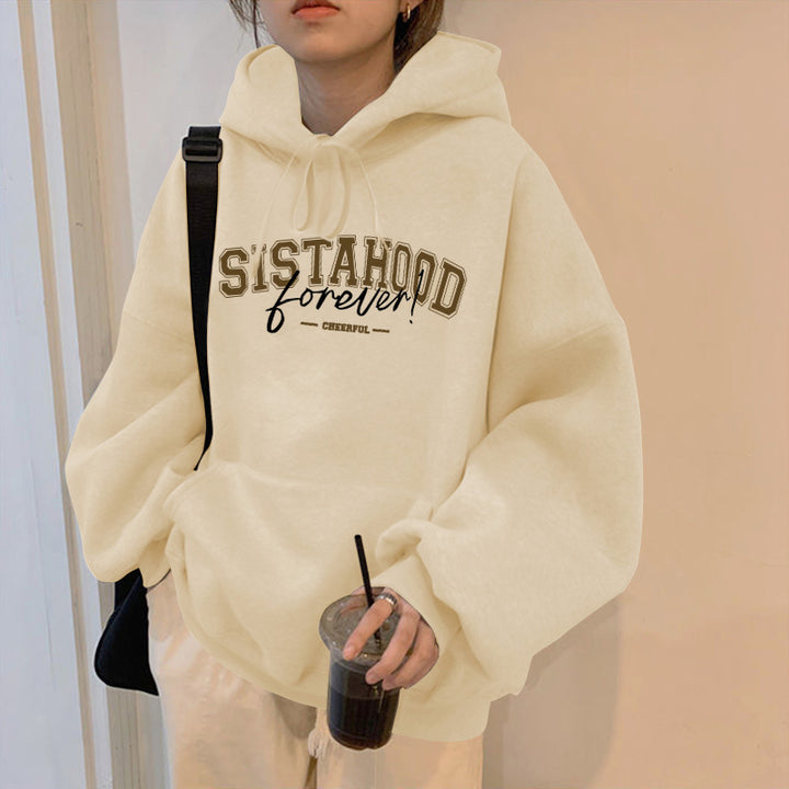 Women's hoodie with creative lettering and casual oversized fit