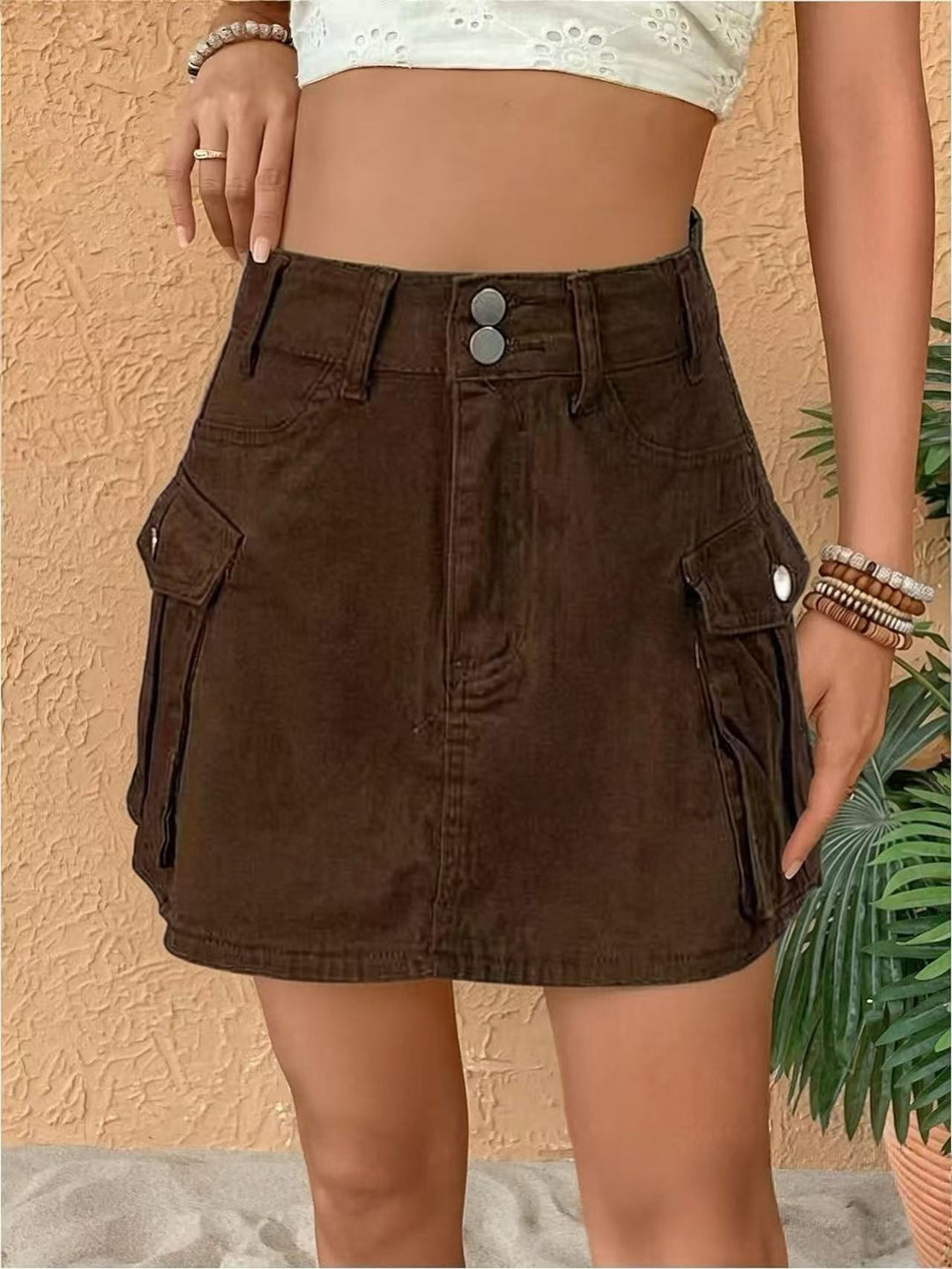 Women's denim mini skirt with patch pockets and modern details Lisslune