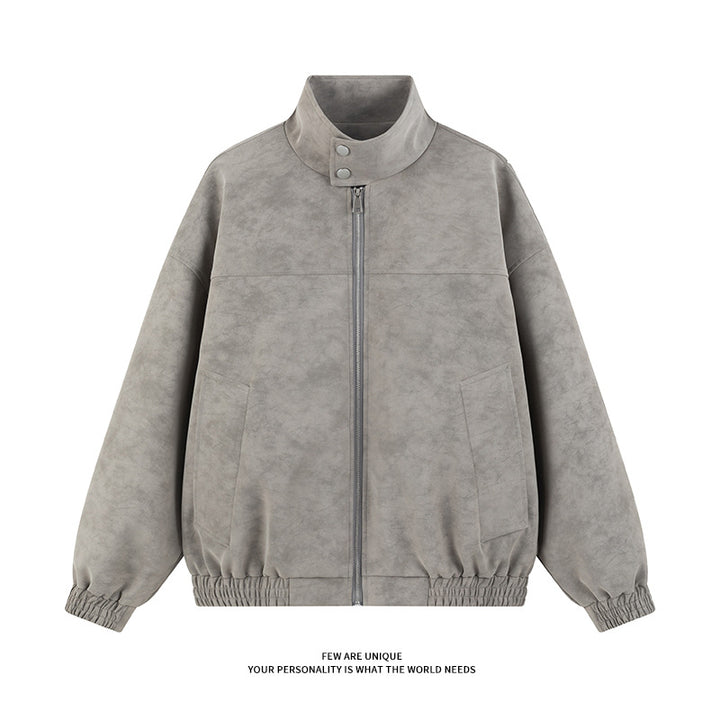 Men's Casual Oversized Jacket with High Collar and Elastic Waistband Lisslune