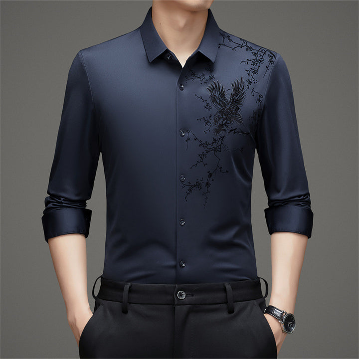 Men's long-sleeve shirt with elaborate embroidery design Lisslune