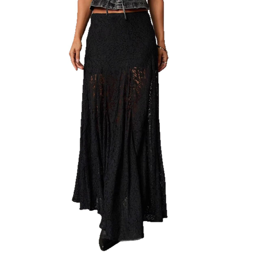 Women's Elegant Lace Maxi Skirt with Flowing Fall and Transparent Details Lisslune