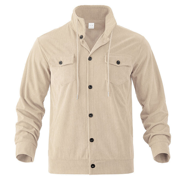 Men's High-Quality Cord Jacket with Practical Pockets and Fashionable Stand-Up Collar Lisslune