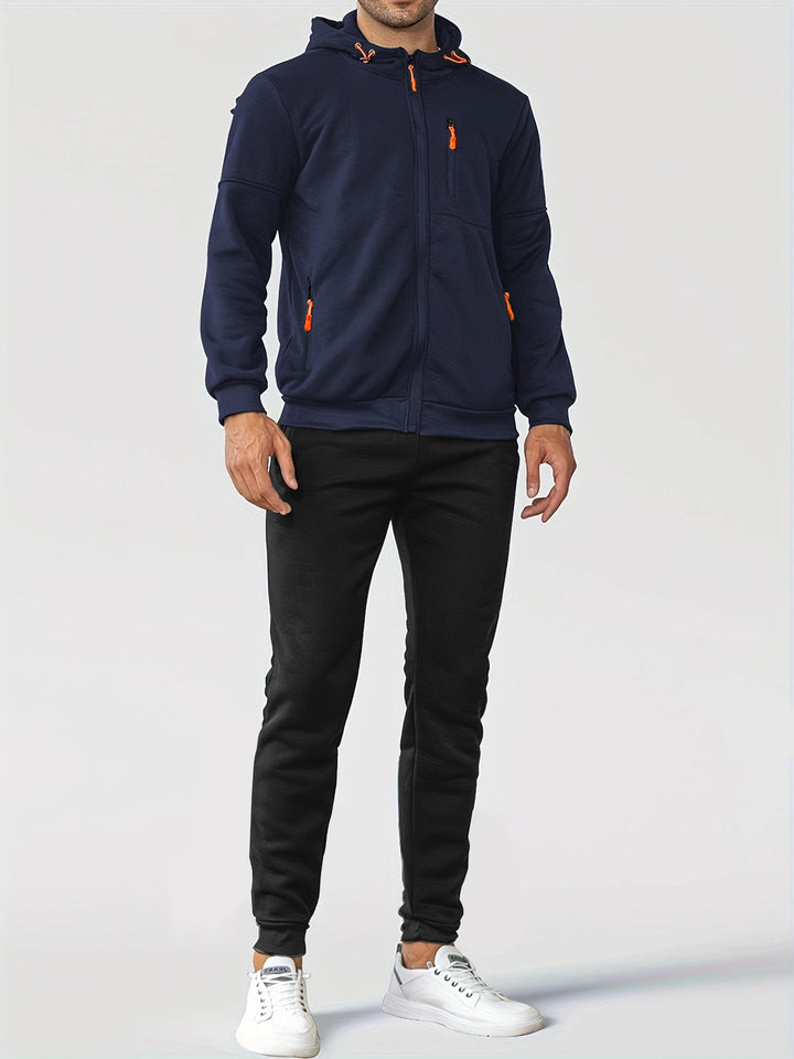 Men's Sporty Sweat Jacket and Jogging Pants Set with Functional Pockets Lisslune