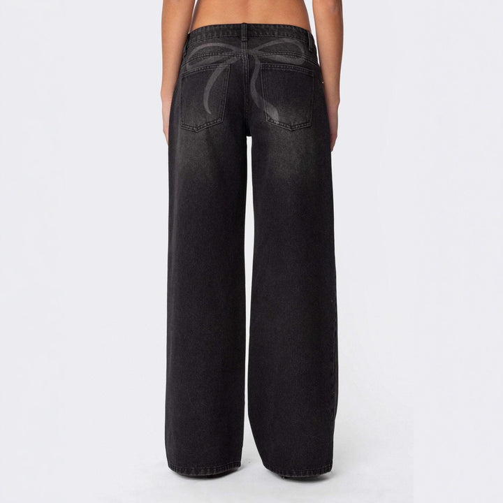 Women's Casual Flared Jeans with Wide Leg Lisslune