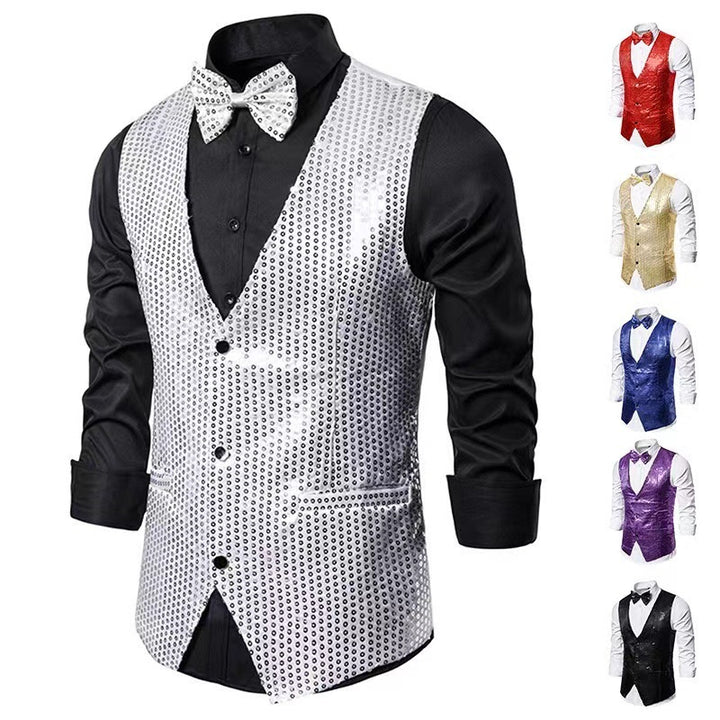 Men's elegant suit with sparkling sequins and ideal slim fit Lisslune
