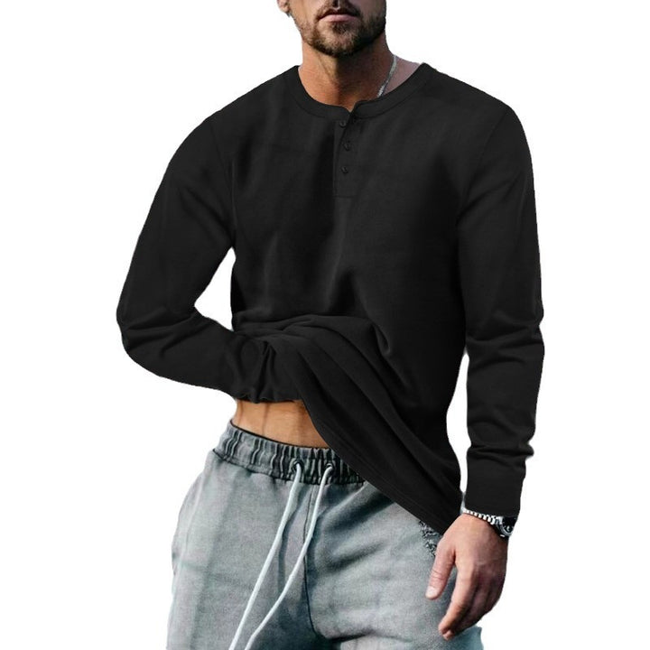 Men's casual long-sleeve shirt with button placket and soft material Lisslune