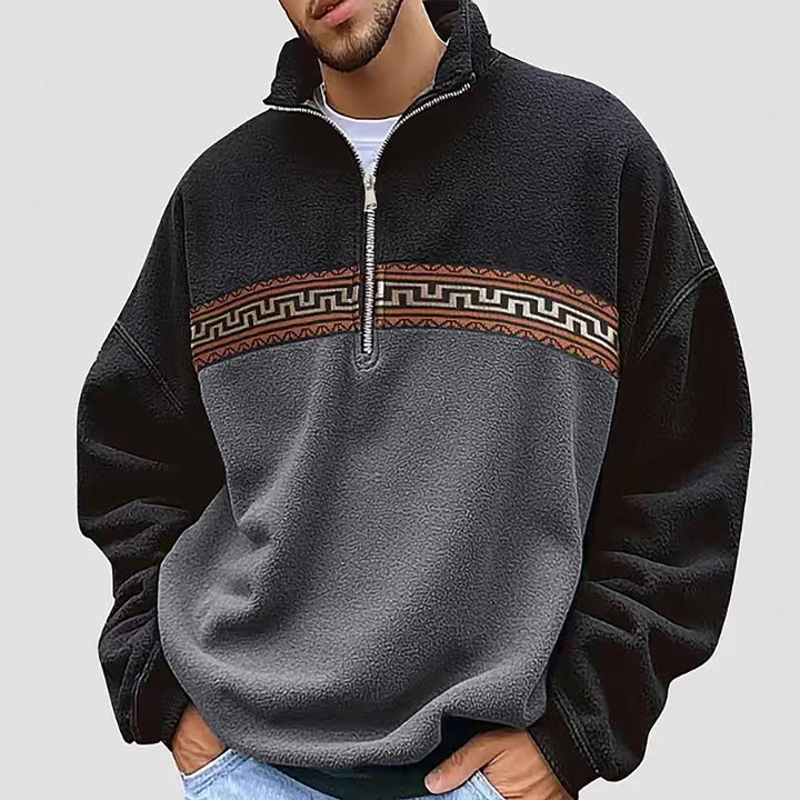 Men's fleece pullover with fashionable stand-up collar Lisslune