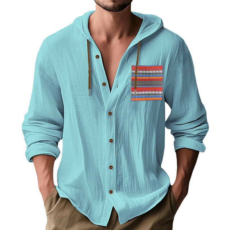 Men's Lightweight Leisure Jacket with Hood and Stylish Chest Pocket Lisslune