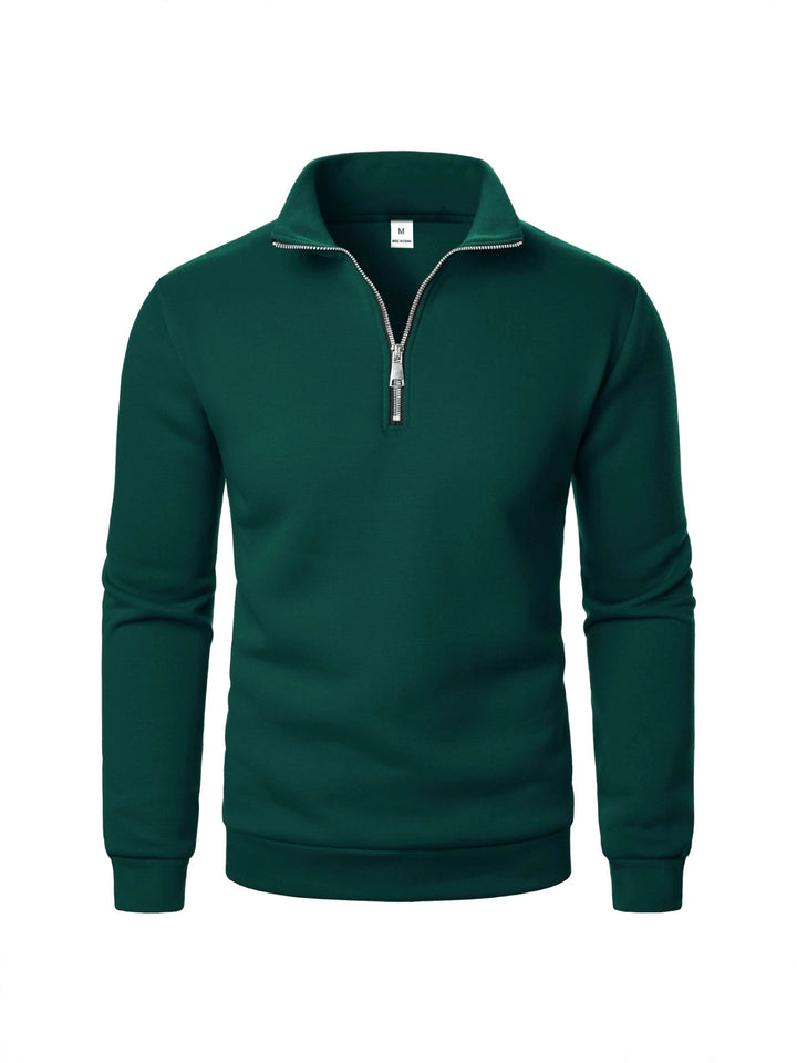 Men's fleece pullover with practical stand-up collar and zipper Lisslune