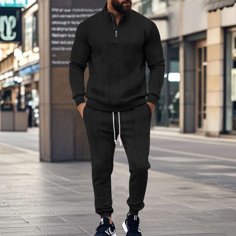 Men's sporty leisure set made of breathable material with textured design Lisslune