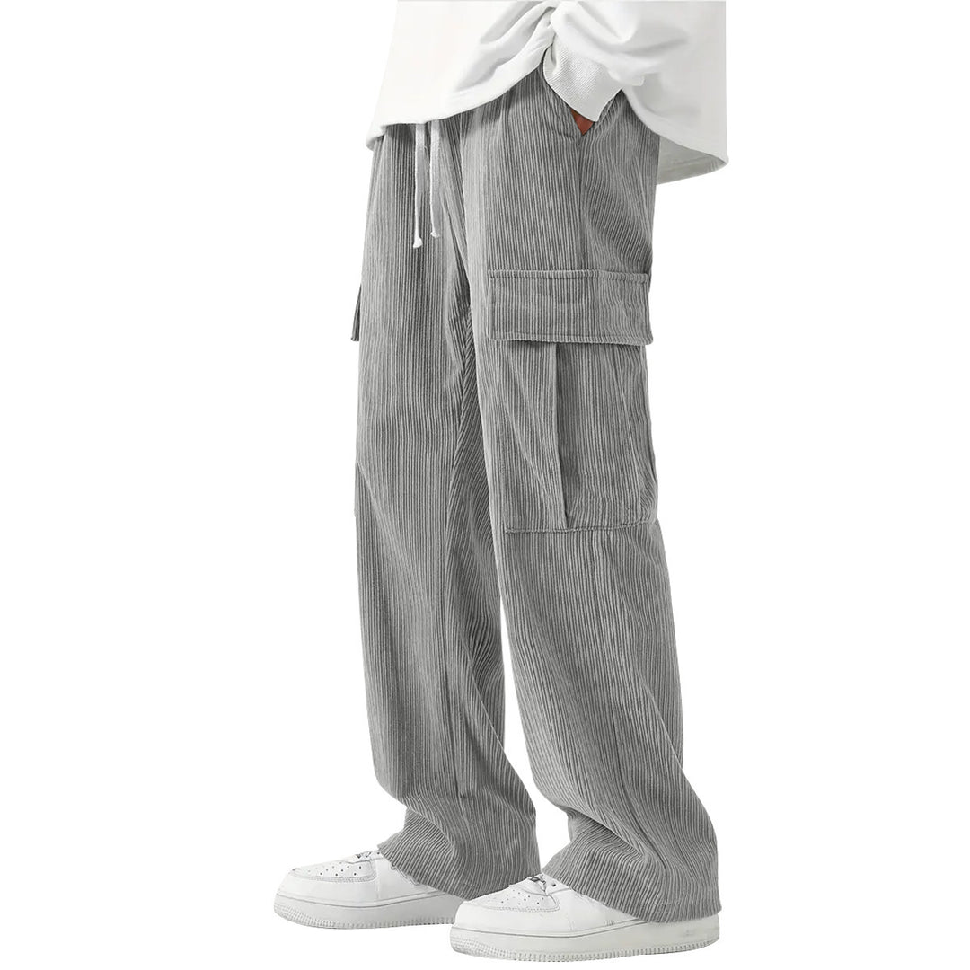 Men's Casual Cargo Pants with Side Pockets and Elastic Waistband Lisslune