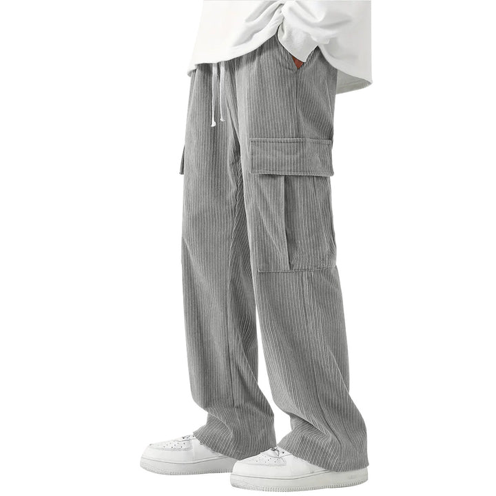 Men's Casual Cargo Pants with Side Pockets and Elastic Waistband Lisslune