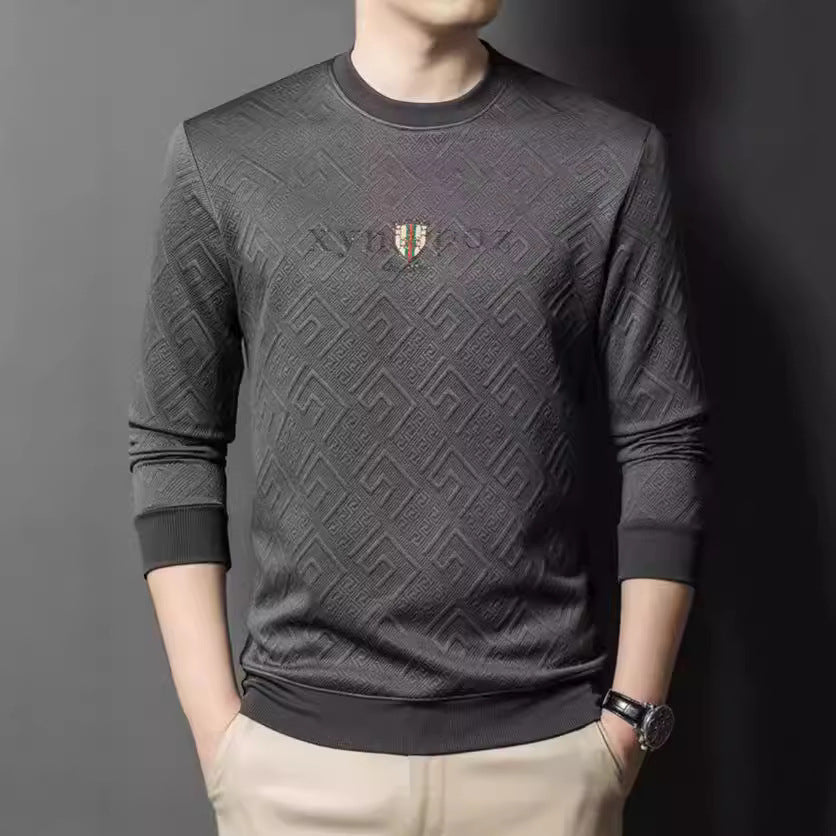 Men's high-quality round neck pullover made of elastic cotton blend Lisslune