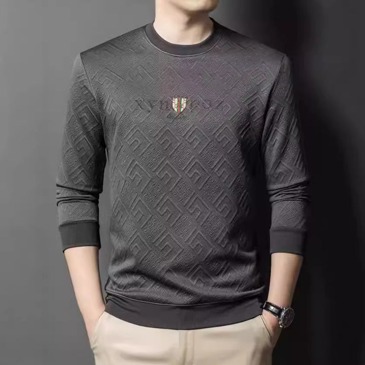 Men's high-quality round neck pullover made of elastic cotton blend Lisslune