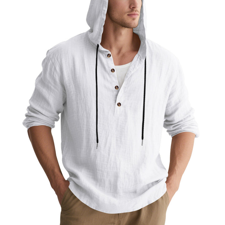 Men's Casual Hooded Shirt with Button Placket and High-Quality Cotton Material Lisslune