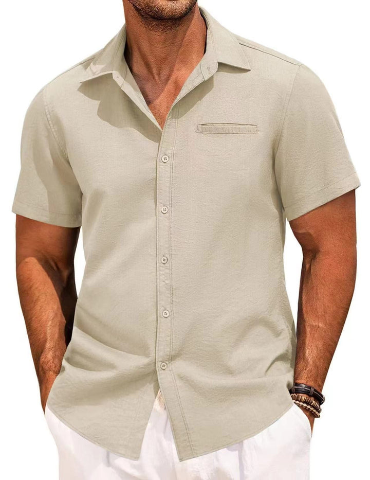 Men's short-sleeve shirt with classic collar and practical chest pocket Lisslune