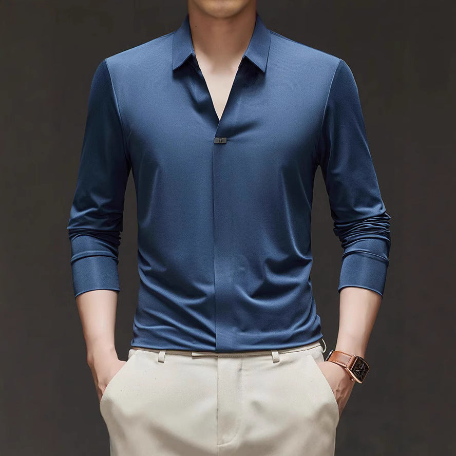 Men's Slim-Fit Long Sleeve Shirt made of high-quality functional fiber Lisslune