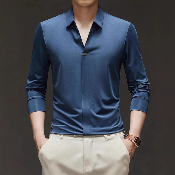 Men's Slim-Fit Long Sleeve Shirt made of high-quality functional fiber Lisslune