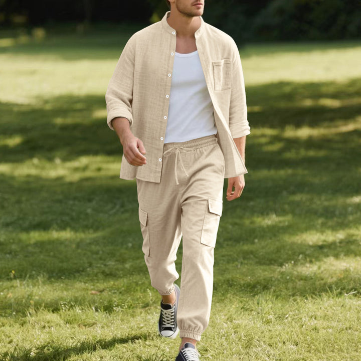 Men's casual cargo pants with elastic waistband and practical side pockets Lisslune
