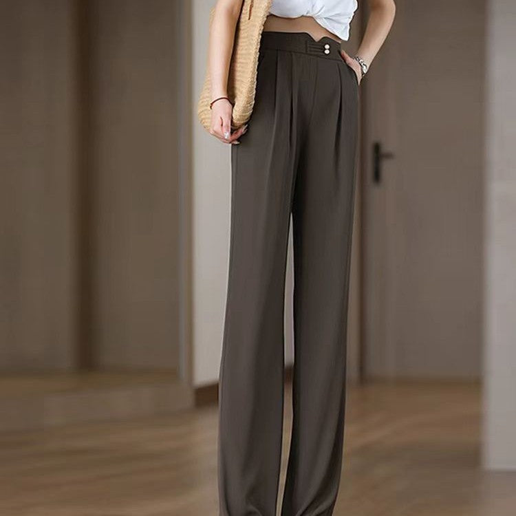 Ladies Flowing High-Waisted Pants with Elegant Pleats Lisslune