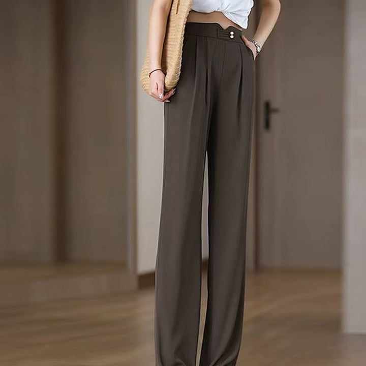 Ladies Flowing High-Waisted Pants with Elegant Pleats Lisslune
