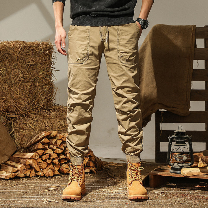 Men's sporty cargo pants with elastic waistband and multiple practical pockets Lisslune