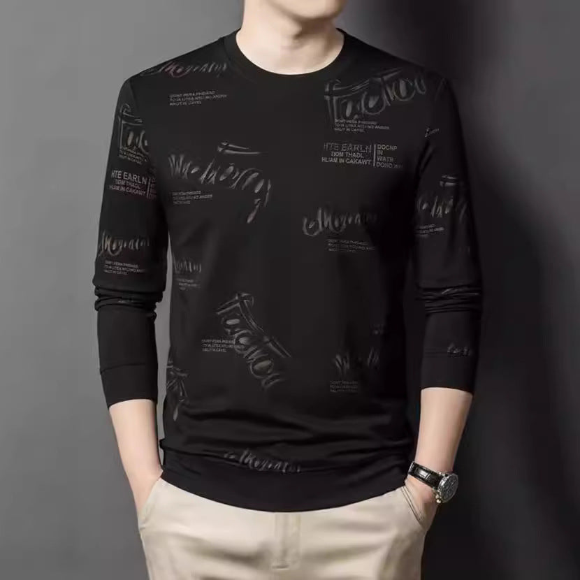 Men's fashionable long-sleeve shirt with stylish lettering Lisslune