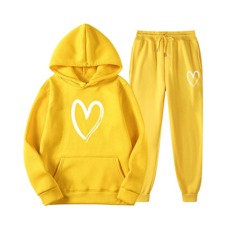 Women's sweatsuit with kangaroo pocket and heart-shaped print Lisslune
