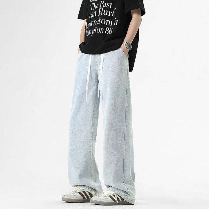 Men's loose-fitting leisure pants with elastic waistband and pockets Lisslune