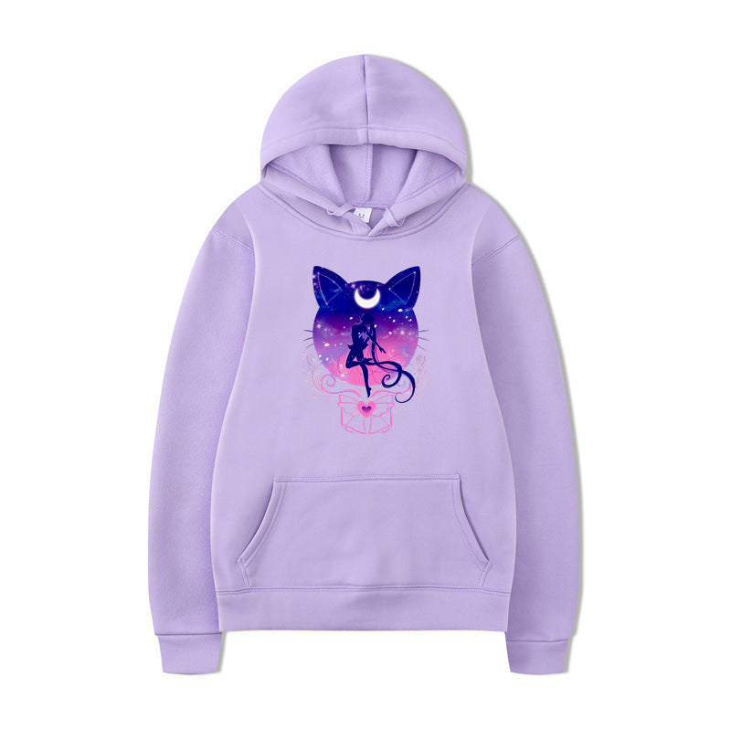 Women's hoodie with artistic cat design and comfortable fit Lisslune