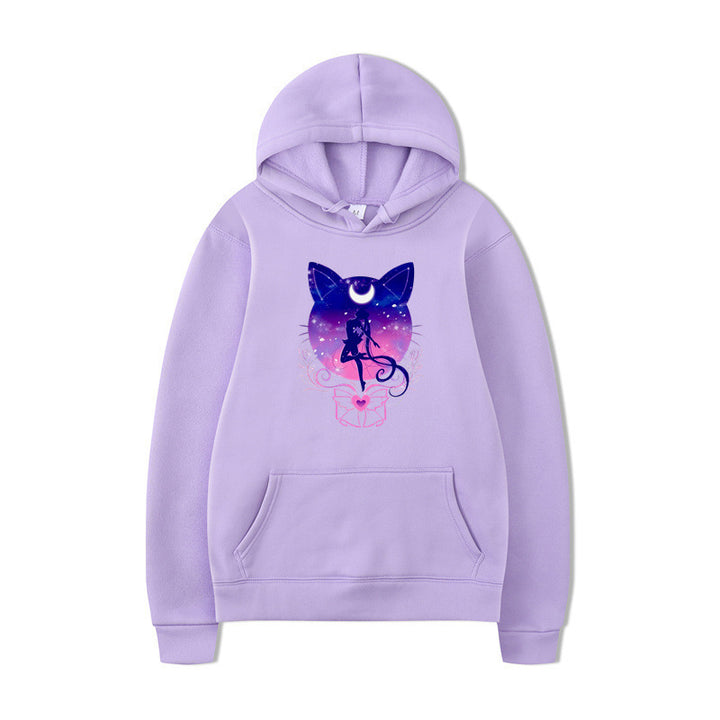 Women's hoodie with artistic cat design and comfortable fit Lisslune
