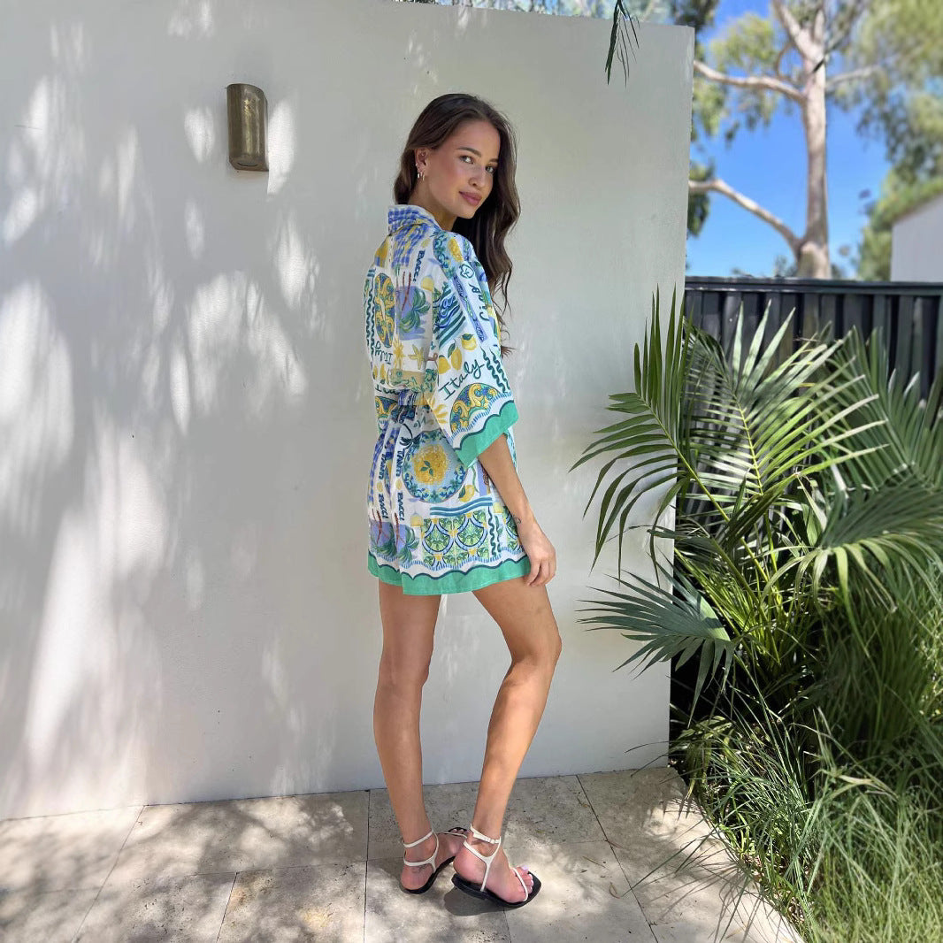 Ladies beach dress with colorful pattern Lune London