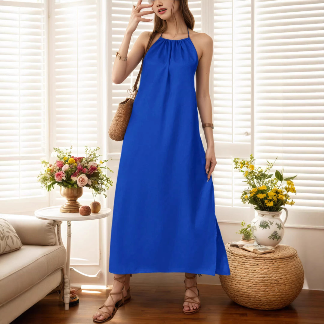 Women's Maxi Dress with Elegant Halter Strap Lisslune