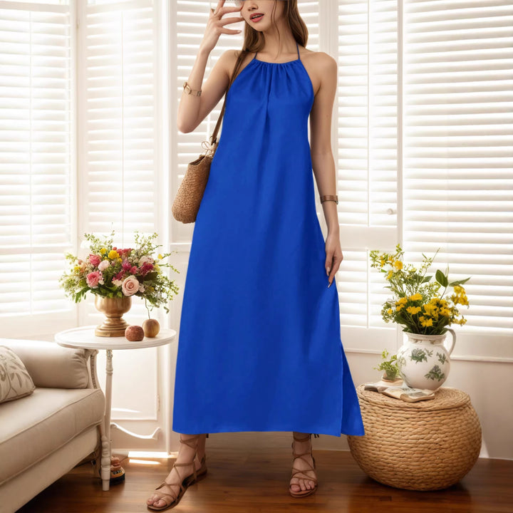 Women's Maxi Dress with Elegant Halter Strap Lisslune