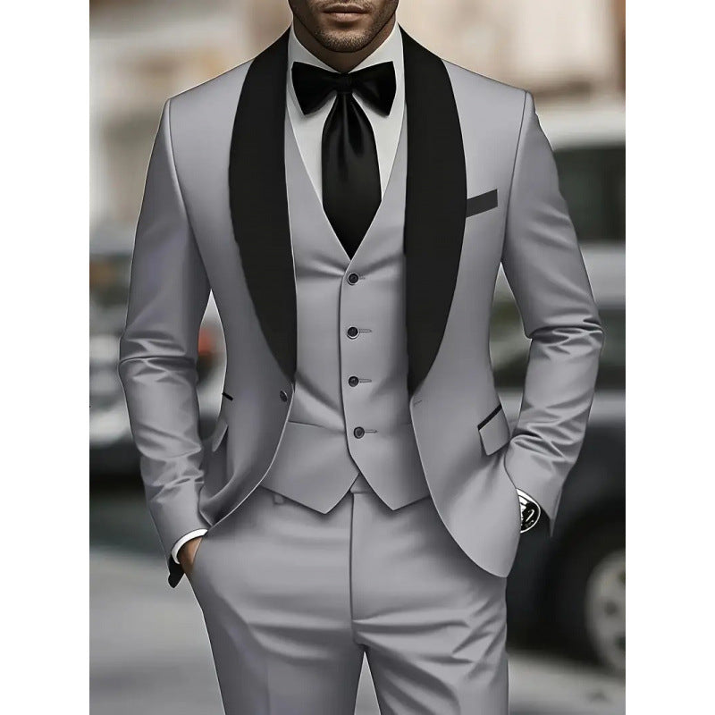 Men's elegant suit with slim fit and luxurious satin lapel Lisslune