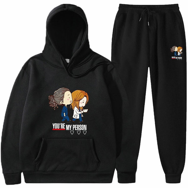 Women's Hoodie and Jogging Pants Set with Original Cartoon Design Lisslune