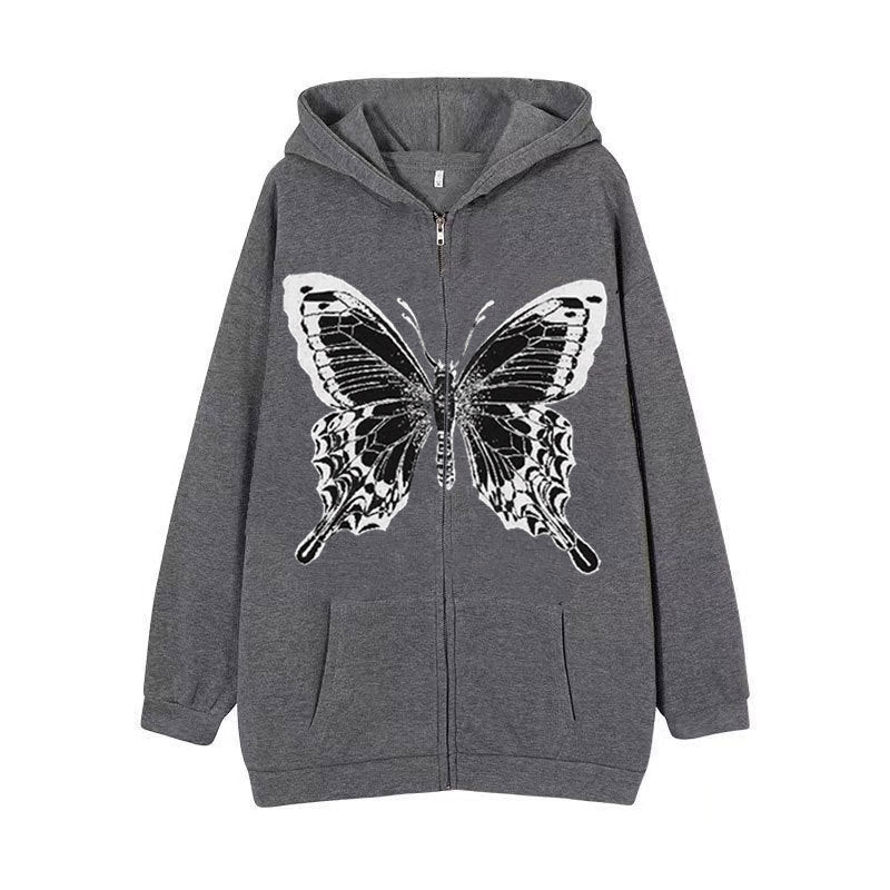 Women's zip hoodie with striking butterfly motif Lisslune