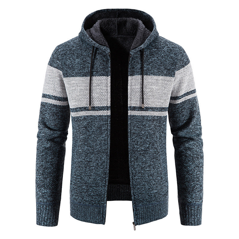 Men's cardigan with hood and contrasting stripe pattern Lisslune