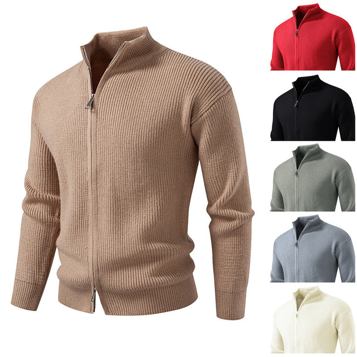 Men's cardigan with stand-up collar and zipper Lisslune