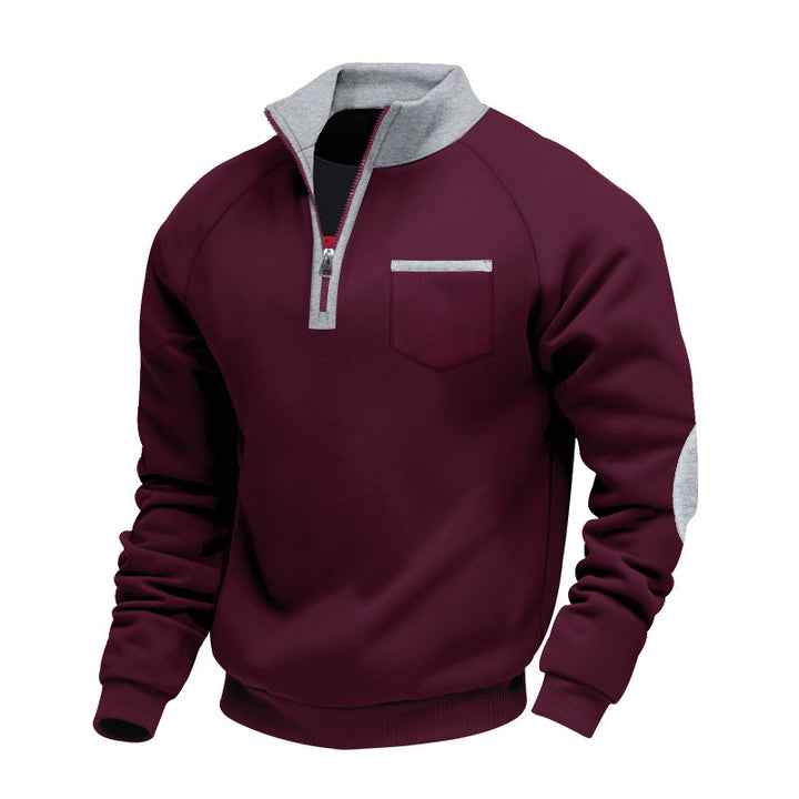 Men's sporty sweater with half zipper and modern contrast details Lisslune