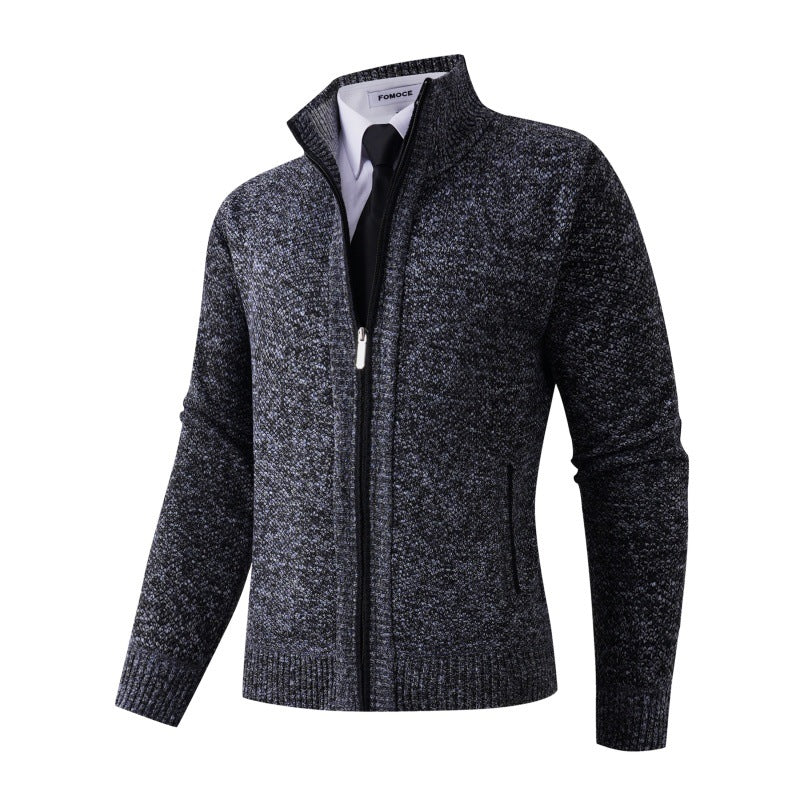 Men's stylish cardigan with high collar and practical pockets Lisslune